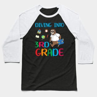 Diving Into 3rd Grade Dabbing Sloth Back To School Baseball T-Shirt